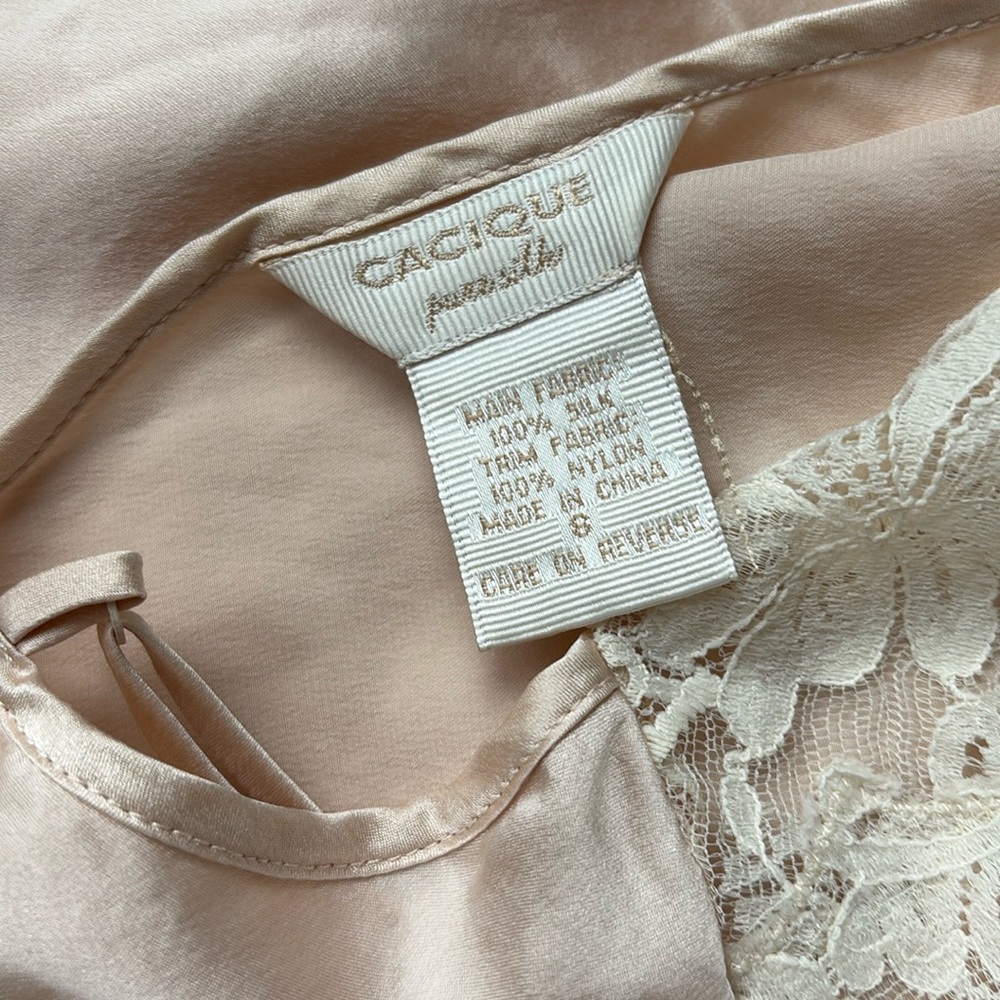 Vintage Y2K Cacique 100% Slip Dress Pinkish Small Nude and Ivory Lace - Picture 6 of 6